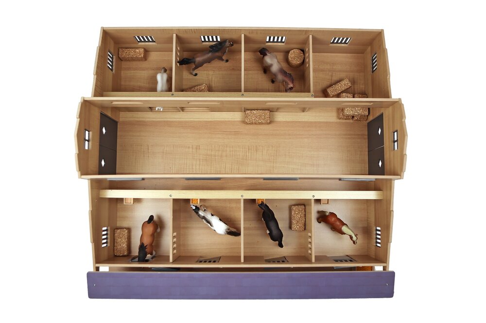Kids Globe paardenstal met 7 boxen en weiland 1:24