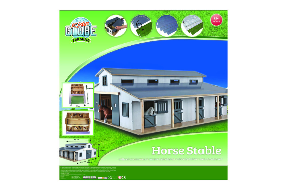 Kids Globe paardenstal met 7 boxen en weiland 1:24