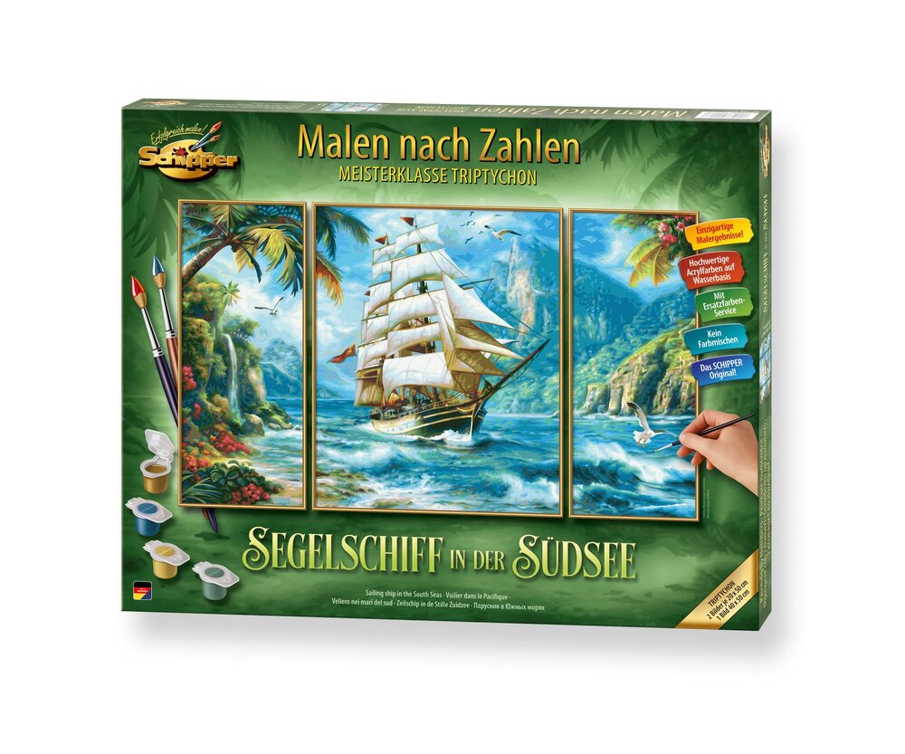 Zeilschip in de Zuidzee - Schipper Drieluik 50 x 80 cm