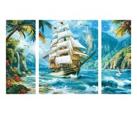 Zeilschip in de Zuidzee - Schipper Drieluik 50 x 80 cm