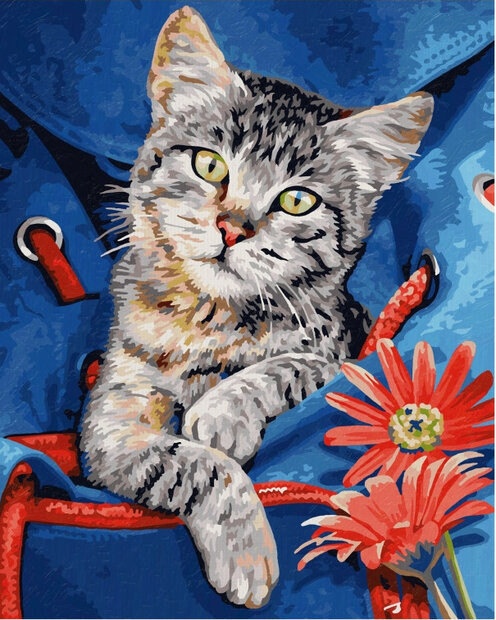 Kat in rugzak - Schipper 24 x 30 cm