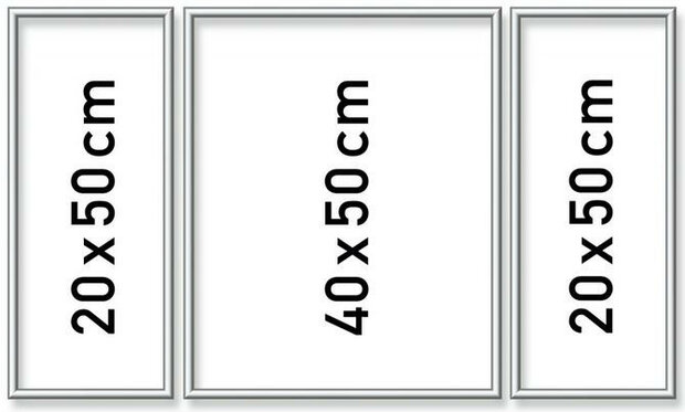 Zilverkl. aluminium lijst drieluik 50/80 cm