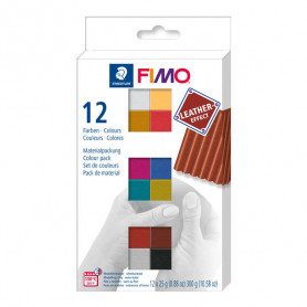 Fimo Leather effect set met 12 halve blokken