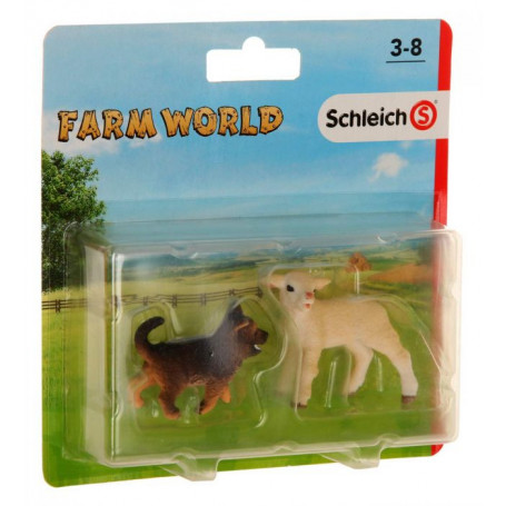 Schleich 87391 Farm Life 2 Pack 2 Lammetje en Jonge Duitse herder