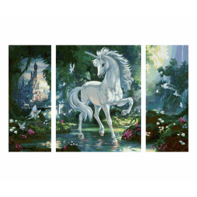 A unicorn in the magic forest - Schipper Triptych 50 x 80 cm