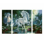 La licorne dans la forêt enchantée - Triptyque 50 x 80 cm