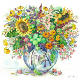 Sunflowers in a Vase - ITZ Schilderen op nummer 40 x 50 cm