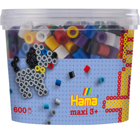 Hama Maxi perles en pot - 600 perles - couleurs primaires