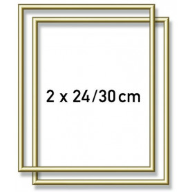 2 Gold-colored aluminium frames 24 x 30 cm