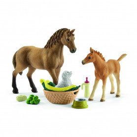 Schleich 42432 Kit de soins pour bebe animaux & chevaux Quarter Horse avec chiots