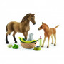 Schleich 42432 Set Tierbaby-Pflege & Pferde Quarter Horse mit Welpe